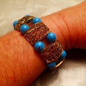 10/$10 Turquoise Bead & Rose Gold Bracelet Faux